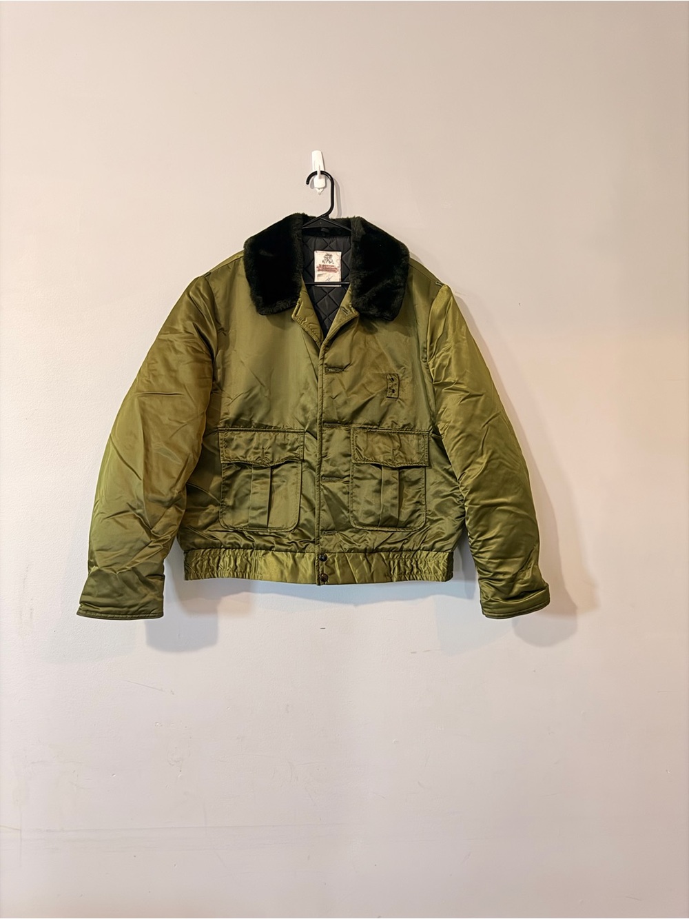 Vintage Horace Small Tuffy Jac 44L Olive Green Bomber Jacket Made USA